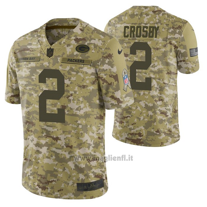 Maglia NFL Limited Green Bay Packers 2 Mason Crosby 2018 Salute To Service Camuffamento